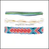 Bedelarmbanden Boheemse gevlochten shell armband unisex handgemaakte mti kleur geweven bangle zomerstrand verstelbaar voor vrouwelijke sieraden q58 dhqmp