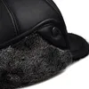 Berets GPBD Leather Winter Old Hat Head Layer Lining Ear Protection Plus Velvet Warm Cap Peaked Dome Visors