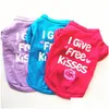 Hundkl￤der 3 f￤rger Pet Cat Clothes Summer I Give Kisses Style Pupppy Doggy T Shirt Vest Girl Drop Delivery Home Garden Supplies DH4MN