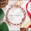 Link Chain Handmade Christmas Charm Braided Bracelet For Women Men Snowflake Stanta Xmas Tree Adjustable Friendship Bracelets Happy Dhmlf