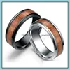 Cluster Rings 8Mm Tungsten Finger Comfort Fit Size 612 Nature Wood Inlay 316 L Stainless Steel Uomo Donna Wedding Ring Sier Black Dro Otgwh