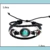 Charm armband 12 konstellation stjärntecken armband armband mtilayer hand vävd läder armband justerbara smycken dhs g916r drop d dhtmh