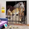 Curtain Modern Home Decoration Blackout 3D Stereoscopic Lifelike Brown Horse Curtains