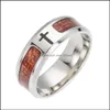 Band Rings Tree Of Life Masonic Cross Wood For Men Women Stainless Steel Never Fade Wooden Finger Ring Fashion Jewelry In Bk Drop Del Otic8