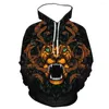 Men's Hoodies Autumn And Winter European American Personality Tiger Skull 3D Printing Fashion Hip-hop Casual Street Hoodie