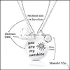 Colares pendentes Arrrivival You Are My Sunshine Pessoa Amigos Adoro Colar de coração Aço inoxidável para mulheres Casal Jewelry Gret Ot2re