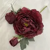 Fiori decorativi Simulazione Ramo di peonia Seta Matrimonio artificiale Tavolo da pranzo Camera da letto Ricco rivestimento di peonie Fiore blu con volant