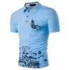 Polos masculinos 2023 Summer Polo Cirche Trade Flor Print Lapela Saletra curta Poloshirt Men Size Men Chinese Style