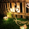 سلاسل 10 LED Wooden Heart String Lights Wood Love Garland Batter Box Lamp