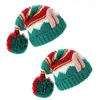 Berets Christmas Beanie Hat Party Warm Skull Pompoms Skullies Bonnet Adult/Kid Knit DXAA