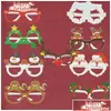 Décorations de Noël 9pcs Père Noël Arbre de Noël Elk Papier Lunettes Cadre Verres P O Prop Année Navidad Enfants Cadeau Drop Livraison Accueil Dh3Hb