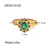 Cluster Rings Uworld Trendy 18K PVD Gold Plated Stainless Stee Vintage Emerald Fashion Ring For Women Tarnish Free