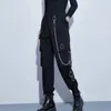 Women's Pants 2023 Spring Summer Cargo Women's Punk Black Female Joggers Streetwear Harem Ankle-Length Trousers With Chain