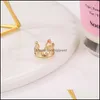 Clip-On-Ohrringe mit Schraubverschluss, Vintage-Kronenclip, Modeschmuck für Frauen, Gold, Sier-Farbe, geometrischer Wassertropfen, herzförmige Manschettenohren Otfbh