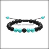 Charmarmband Justerbar Tiger Eye Lava Stone Fl￤tad rep Bangle 7 Chakra P￤rlor Yoga Aromaterapi Armband Q86FZ Drop Delivery Jew DH7OC