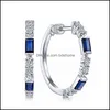 Hoop Huggie Hie Delicati orecchini rotondi piccoli Donna Cristallo blu Zircone Elegante Lady Accessori Festa Compleanno Regalo Gioiello di moda Dhy8P