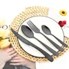 Servis uppsättningar Western 20st Set Black Knife Fork Tea Spoon Cutsly Vintage Mirror High Quality Table Kök Silverware