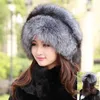 Berets FURCHARM 2023 Women Mongolian Real Natural Fur Silver Red Hat With Tail Lady Winter Warm Hats Soft Hairy Cap