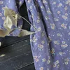 Parti Elbiseleri Kadınlar Vintage Baskı Çiçek Elbise A-Line Pamuk Keten Stand Çeyrek Kollu Cheongsam 2023 Sonbahar Çin tarzı Vestidos