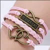 Urok bransoletki Przyjaciel BFF dla kobiet mężczyzn Vintage Love Heart Infinity Pletające skórzane linowe linę Bieć Moda Przyjaźń Jewelry gif ot8x5