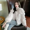 Women's Fur Good Quality 2023 Winter Style Imitation Bow Knot Bead Dimensional Coat Women's Fashionable Jacket