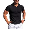 Polo da uomo T-shirt da uomo sportiva da corsa per il fitness T-shirt da polo a maniche corte con striscia elastica alta estiva Supporto in maglia sottile per uomo Taglia asiatica