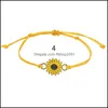 Charm Bracelets Wave Strand Anklet For Teen Girls Handmade Sunflower Adjustable Braided Bracelet Friendship Jewelry Q542Fz Drop Deliv Dh0Ii