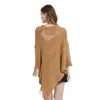 Foulards solide gland dames enveloppes femme mode tricot Ponchos vêtements creux Bufanda Mujer femmes manteau Cape châles pull