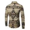 Camisas casuais masculinas Men Slim Fit Print Print Ethnic Folk Shirt