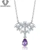 Chains DOUBLE-R 0.4ct Genuine Natural Amethyst Pendants Necklaces For Women Real 925 Sterling Silver Classic Fine Wedding Jewelry