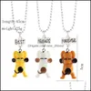 Pendant Necklaces Child Cute Friends Necklace Monkey Donuts Princess Dog Food Ice Cream Resin Bead Chain For Children Friendship Dro Otsyn