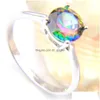 Solitaire Ring 10 Pieces Lot Luckyshine Rainbow Round Fire Mystic Topaz Gems 925 Sterling Sier Rings Russia American Australia Drop Dh5Mq
