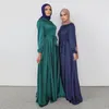 Ethnische Kleidung, muslimisches Kleid, dünnes Satin, Krawatte vorne, lange Ärmel, islamisches Dubai, türkisch, bescheiden, elegant, Abaya, lässig, Hijab-Robe, einfarbig