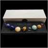 Pietra nove pianeti Ball Set Reiki Natural Crystal Pietres Ornamenti da tavolo lucidante di roccia Yoga Energia Chakra Guarigione AR DHNOB