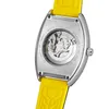 Relógios de punho Moda Men Mechanical Watch Skeleton Self Winding Silver Amarelo relógio Retângulo Relógio automático Relloj Hombrewristwatc