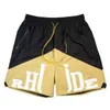 Patchwork Rhude Shorts Men Women Yellow Drawstring White Yacht Splicing Breeches S880 Lax2