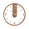 Wall Clocks Japanese Style Round Transparent Clock Wooden Glass Quiet Hanging Watches Living Room Restaurant Kitchen Home