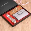 Wristwatches Fashion Quartz Watch Wallet Sets For Women Luxury Ladies Red/pink Decorative Belt Nice Gifts With Box Greeting Card