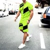 Men's Tracksuits 2023 Summer Fashion Men's Shorts Loose Round Neck Short-sleeved T-shirt Color Matching Casual Suit