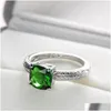 Bague Solitaire En Gros Luckyshien Hommes Femmes Anneaux 10 Pcs / Lot Gemmes De Quartz Vert 925 Sier Bijoux De Mariage Usa Taille 6 7 8 9 Drop Deliv Dhidn