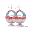 Charme arc-en-ciel Gliter boucles d'oreilles en cuir Colorf en forme de larme oreille goujon double face boucle d'oreille à paillettes pour les femmes bijoux livraison directe Otcfi