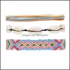 Bracelets de charme Bracelet de concha trançada bohemiana unissex feita artesanal mti cor tecida no verão praia ajustável para mulheres jóias q58 dhqmp