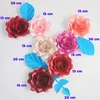 Dekorative Blumen DIY Riesige Papier Künstliche Fleurs Artificielles Hintergrund Rose 7CS 4 Blätter Schlafzimmer Wand Deco Mix Farbe