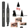 Eyeliner Double Tête Stamp Wing Pen Noir Liquide Eye Liner Stylos Imperméable Naturel Facile À Porter Crayons De Maquillage Cmaadu Drop Livraison Dhqva