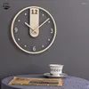 Wall Clocks Japanese Style Round Transparent Clock Wooden Glass Quiet Hanging Watches Living Room Restaurant Kitchen Home