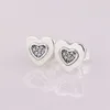 18K Rose Gold Love Hearts Серьги для шпильки для Pandora CZ Diamond Wedding Jewelry для женщин 925 Серебряные серьги стерлингов с оригинальной коробкой