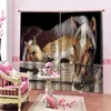 Curtain Modern Home Decoration Blackout 3D Stereoscopic Lifelike Brown Horse Curtains