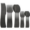 Set di stoviglie Western 20Pcs Set Coltello nero Forchetta Cucchiaino da tè Posate Specchio vintage Stoviglie da cucina di alta qualità Argenteria da cucina