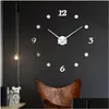 Настенные часы 48 большие 3D DIY Clock Modern Design Silent Big Digital Acryl Self -Adhesive Sticker для декора в гостиной Decl