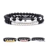 Bracelets porte-bonheur pierre naturelle noir mat bracelet Yoga perles 2 pièces/ensemble mode croix élastique Bracelet pour femmes hommes bijoux Dhs Drop De Dh5Qw